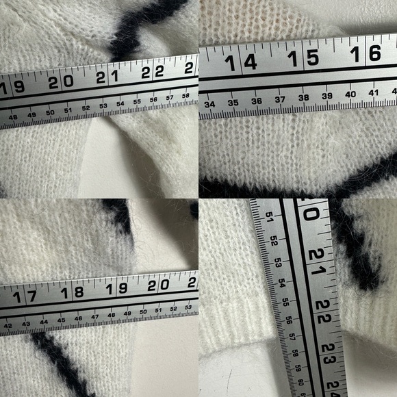 Sezane Paige Mohair Merino Wool White Ecru Black Stripe Sweater Jumper Sz Small - Picture 11 of 13